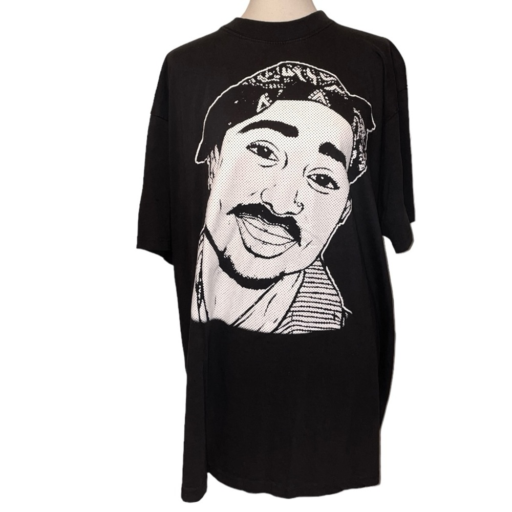 Tupac Shakur Pixelated Graphics Black T-shirt Heavy Weight 100% Cotton 4XL  VGUC